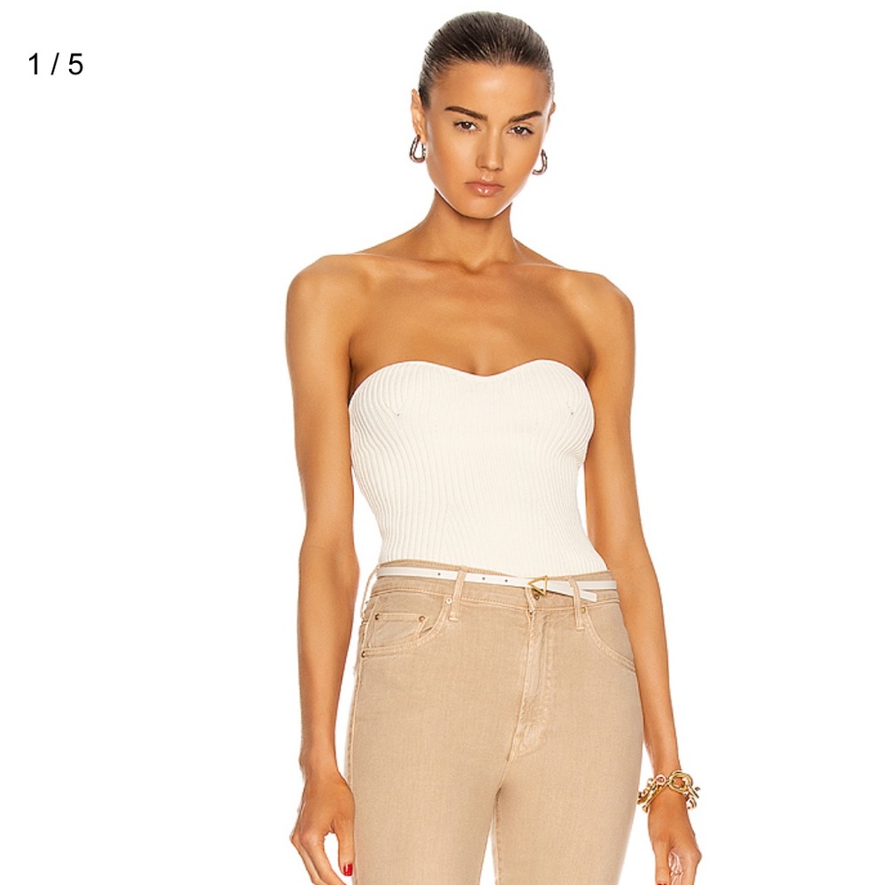 Khaite lucie STYLE ribbed knit strapless sz S
